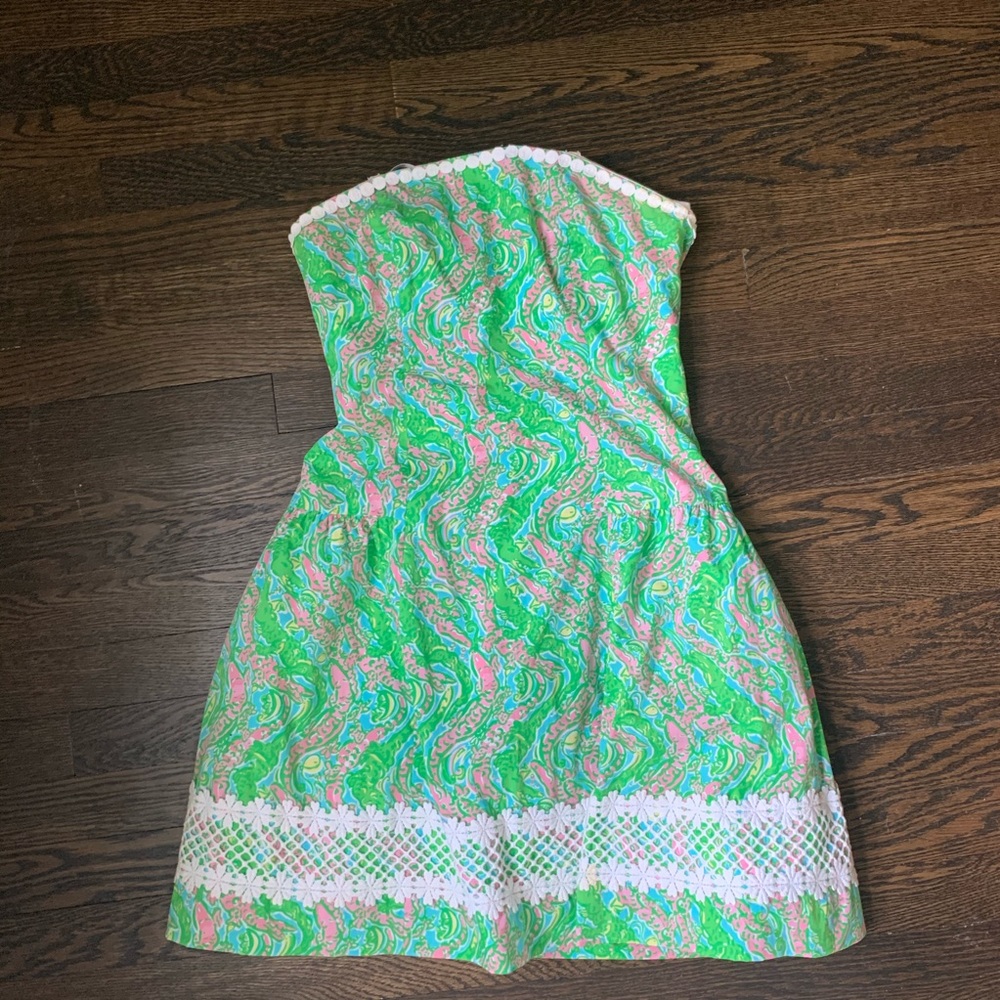 Strapless Lilly Pulitzer Alligator Print Dress